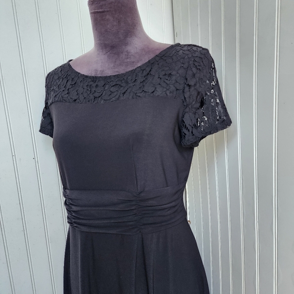 Perceptions New York Dress Lace Black Lace Short Sleeves Womens Stretch Sz M - Picture 3 of 14